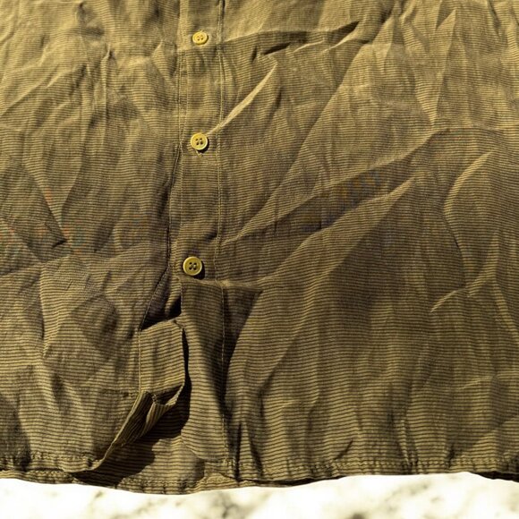 CP Shades Green Cotton Silk Button Down Top Blouse Size Medium Short Sleeves - Picture 5 of 10